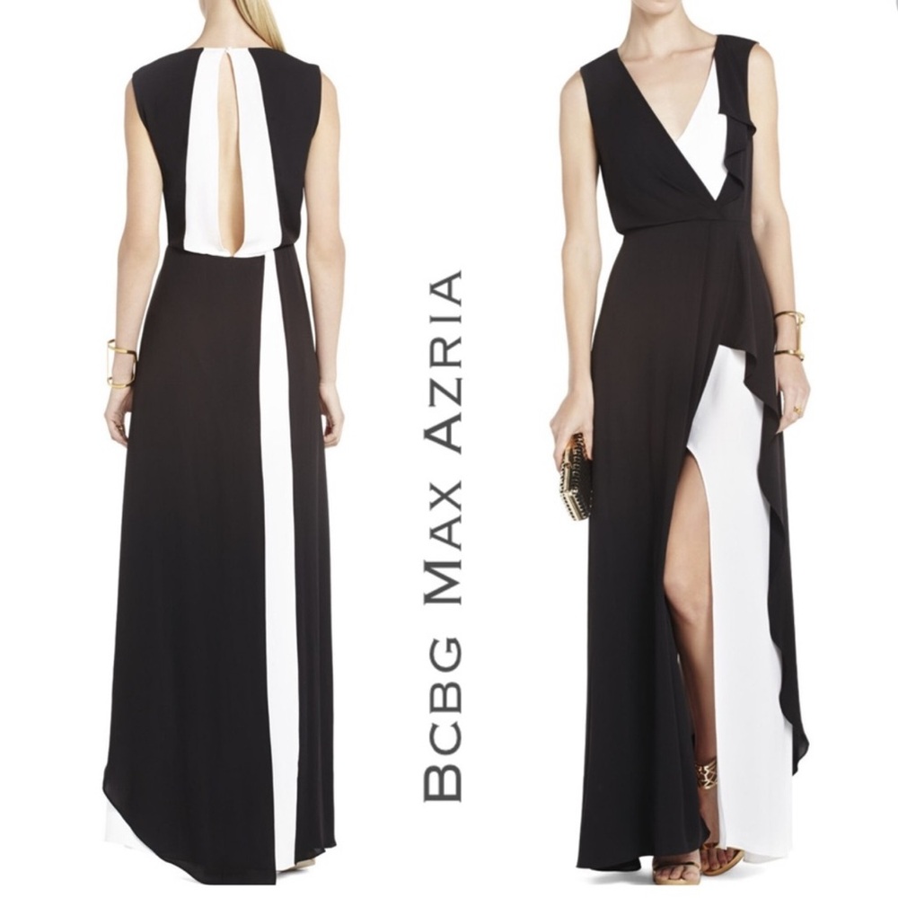 BCBGMaxAzria Black and White Maxi Dress Yuliana